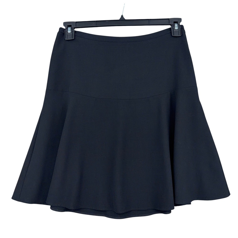 White House Black Market Fit Flare Skirt Womens 6 Poly Rayon Black